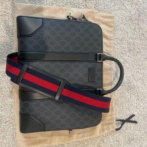 Gucci Black and Red Men's Briefcase
